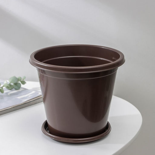 Цена за 2 шт. Горшок для цветов с поддоном «Альтернатива. Эконом», 2 л, пластиковый, коричневый