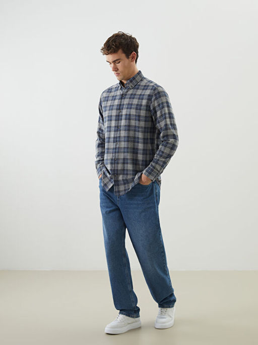 Regular Fit Uzun Kollu Ekose Erkek G?mlek