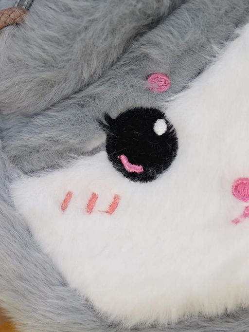 Сумочка плюшевая "Cute cat", grey (16*14 см)