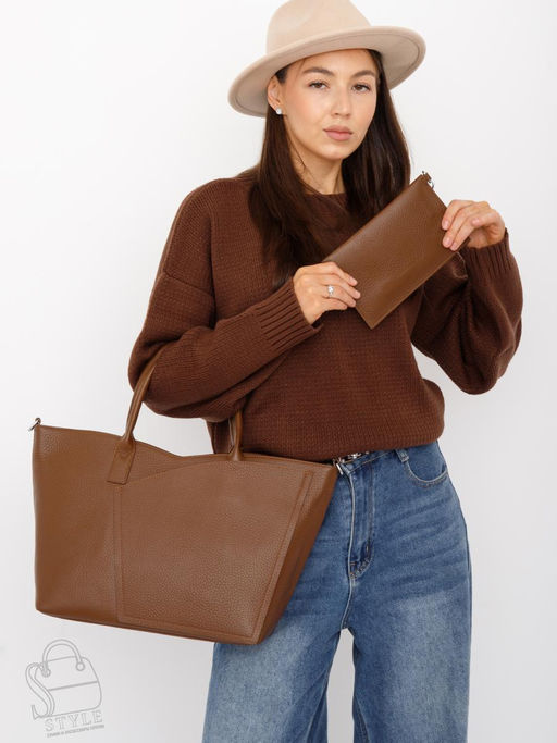 Сумка женская кожаная 1059C brown Polina&Eiterou