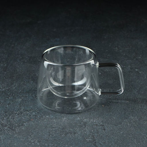 Кружка с двойными стенками «Дуо», 200 мл, 10×7.5 см, стекло, прозрачная