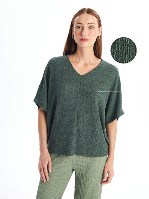 V Yaka Oversize Kad?n Ti??rt