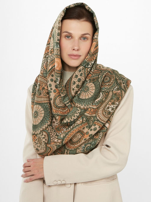 в составе ШЕРСТЬ и КАШЕМИР Большой, мягкий, теплый двусторонний палантин - Tantino фото 9