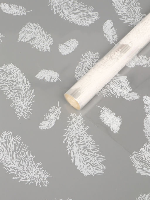 Плёнка для цветов «Перышки», прозрачная/белая, 0.6×9.3±5% м, 40 мкм, 200 г