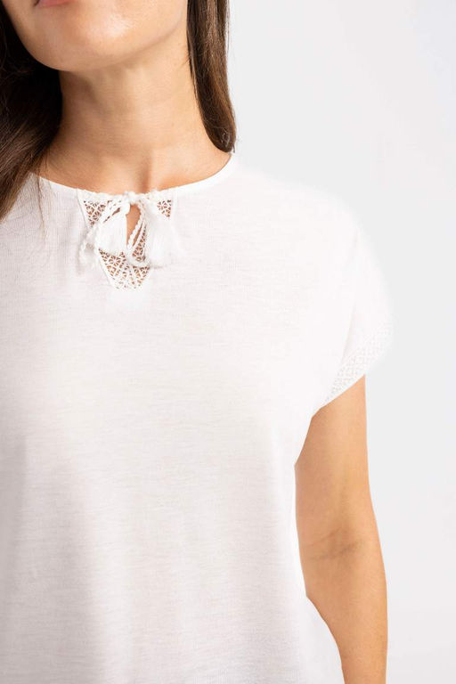 Футболка с круглым вырезом и короткими рукавами - Defacto фото 4