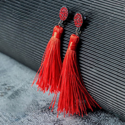 Серьги «Кисти» гармония, цвет красный, L кисти 8.5 см