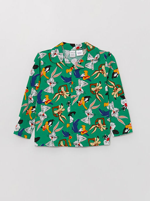 Polo Yaka Looney Tunes Bask?l? Erkek Bebek Pijama Tak?m? - Waikiki фото 2