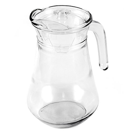 Кувшин стеклянный "Гладь" 1,5л, д11,5см, h20см, прозрачная пластмассовая крышка (д/горла 9см; д/основания 8,8см) (Китай)