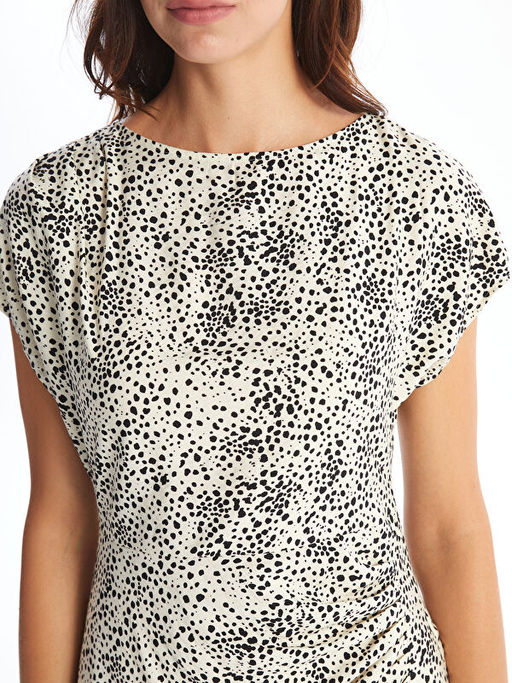 Bisiklet Yaka Desenli Elbise