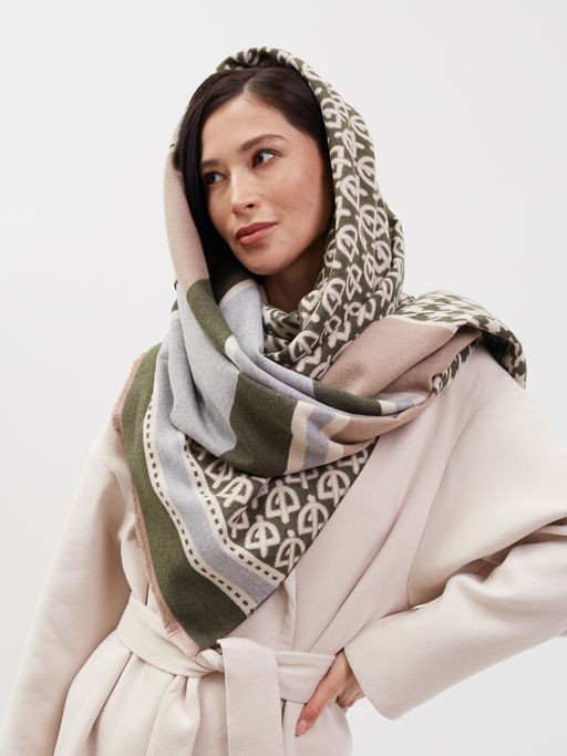 В составе шерсть и кашемир! Большой, мягкий, теплый двусторонний палантин с принтом - Tantino фото 3