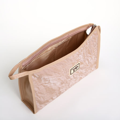 Косметичка на молнии, треугольная, большая, I love, бежевая - Simaland фото 3