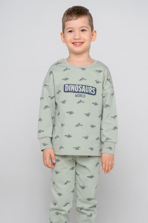К 1581/24/темно-оливковый,маленькие динозавры пижама дет