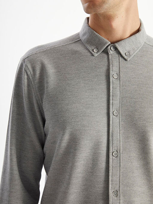 Slim Fit Uzun Kollu Erkek Dokulu G?mlek