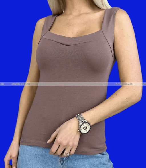 Цена за 1 шт. Майки женские Miss Emma Турция широкие бретели арт. 10023 КАПУЧИНО