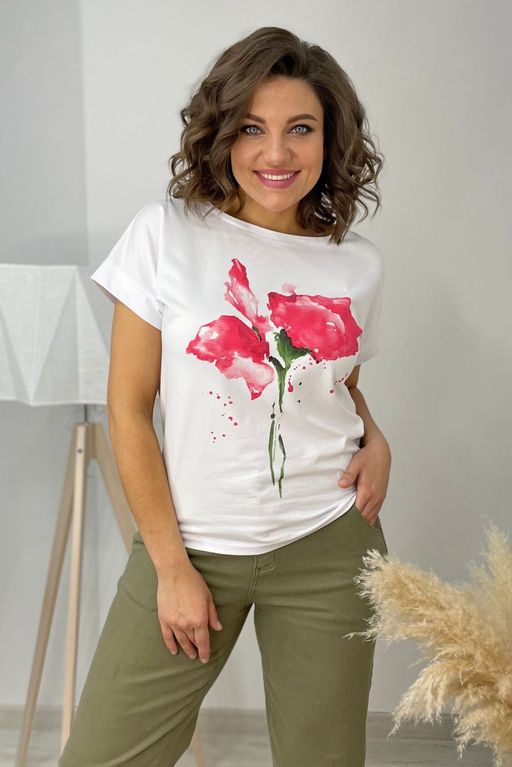 Футболка Rumoda 2061 белый/коралл