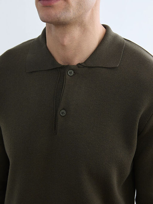 Polo Yaka Erkek Triko Kazak