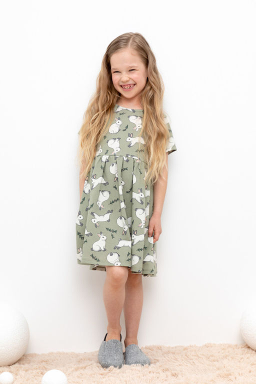 КР 5794/оливковый хаки,нежные зайчики к437, платье