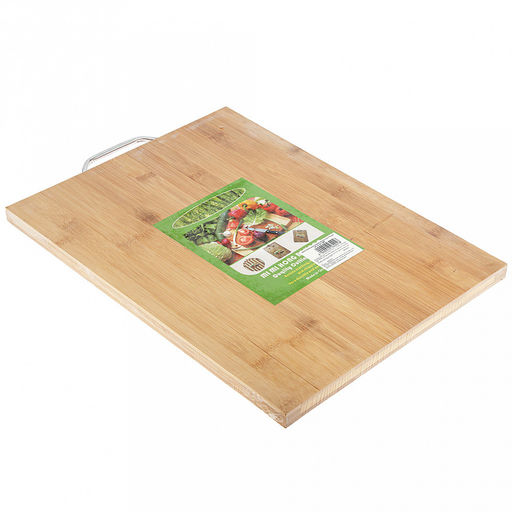 Доска разделочная бамбуковая 28,5х40х1,7см "Ручка" с металлической ручкой (Китай)