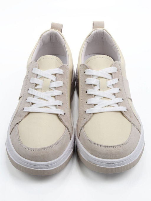 03-C934-4 BEIGE Кеды кожаные женские (натуральная кожа, натуральная замша)