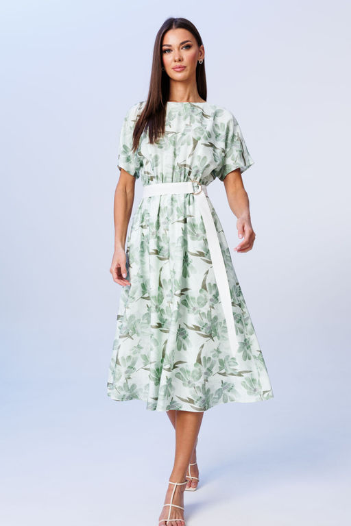 Платье Lars Style 1074 мятно-молочный принт