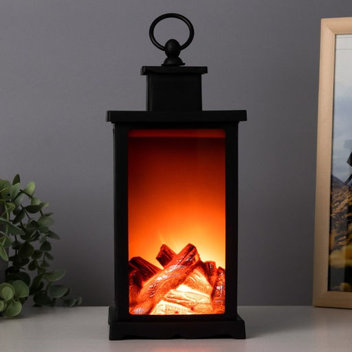 Ночник RISALUX «Камин», LED, 13×13×30 см, чёрный