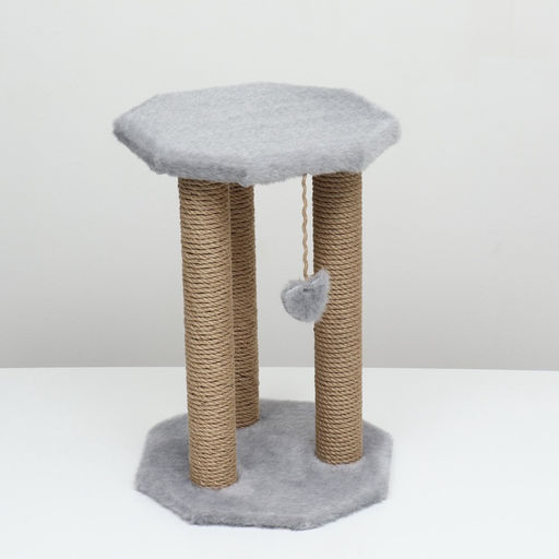 Когтеточка Ротонда с игрушкой, джут 35 х 35 х 50 см, серая - Пижон фото 9