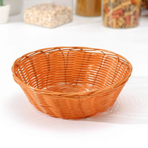 Корзинка для фруктов и хлеба Доляна Капучино, 207 см, пластик, плетёная, коричневая