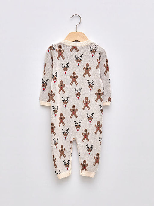 Bisiklet Yaka Uzun Kollu Desenli Triko Erkek Bebek Tulum - Waikiki фото 2