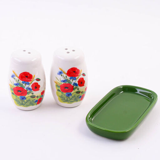 60283 Набор для специй 3пр Цветущие Маки доломит LR (х72) - Mayer&boch фото 2