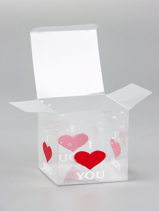 Цена за 5 шт. Складная коробка из PVC I love you, прозрачная с рисунком, 7?7?7 см 5 шт. - UPAK LAND фото 3