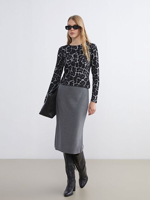 Beli Lastikli Triko Etek