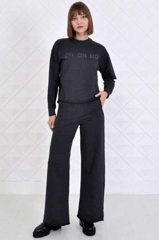 Арт. 2342 Костюм с брюками женский 42-50 (5 шт) Цвет:верх- антрацит, низ- антрацит - Калинка фото 7