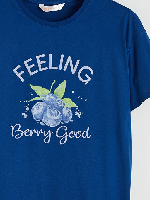 Bisiklet Yaka Bask?l? Kad?n Gecelik