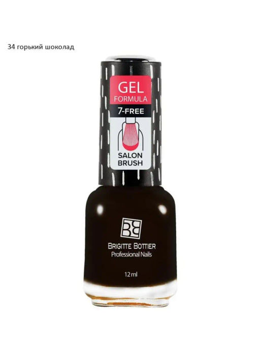 Brigitte Bottier Лак д/ногтей GEL FORMULA тон 34 горький шоколад 12мл BB-GF34