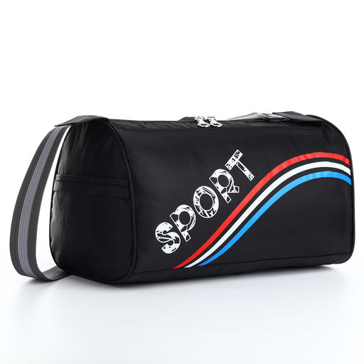 Сумка спортивная на молнии, боковой карман/сетка, регулируемый ремень, маленький размер, чёрная