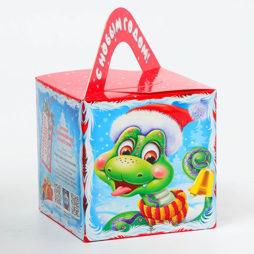 Цена за 5 шт. Подарочная коробка Новогодняя Кубик большой «Сладкая парочка» с анимацией 12×12×12 см