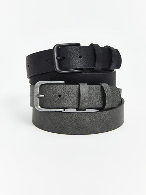 Deri G?r?n?ml? Erkek Kemer 2li