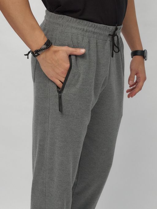 Брюки джоггеры спортивные трикотажные мужские серого цвета 001Sr