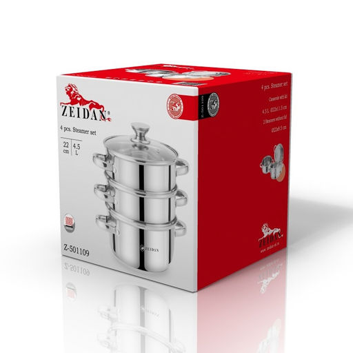 Пароварка 3-х ярусная ZEIDAN нерж, 3-х слойн. капсул. индукц. дно, d22см-4,5л, арт. Z-501109