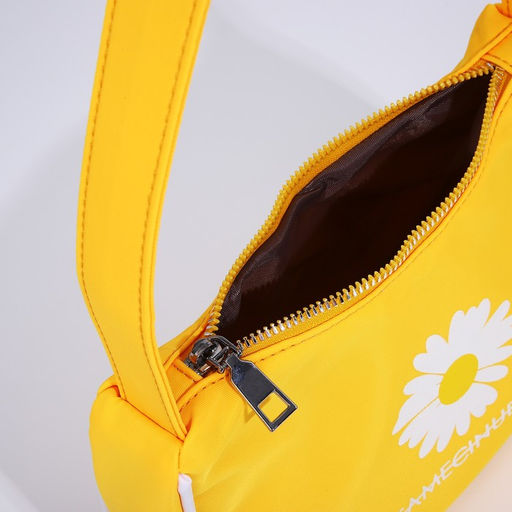 Сумка молодёжная на молнии, с принтом, 24?6.5?17 см, жёлтая