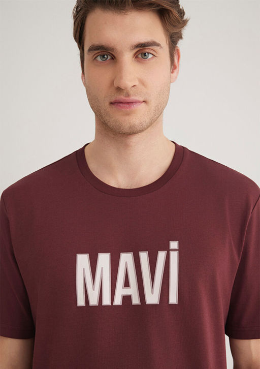 Mavi Logo Bask?l? Bordo Tisort  фото 6
