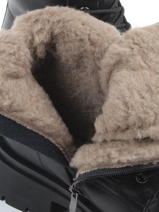 04-PAX86-1Z BLACK Ботинки зимние женские (натуральная кожа, 100% шерсть)