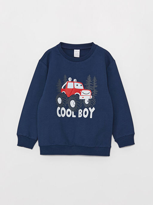 Bisiklet Yaka Uzun Kollu Bask?l? Erkek Bebek Sweatshirt ve E?ofman Alt 2li Tak?m - Waikiki фото 2