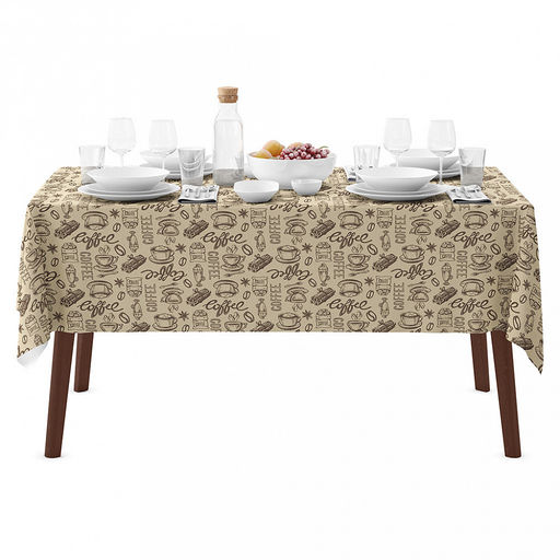 Скатерть 220х145см "Эспрессо, вид 1/1", длина стола до 180см, на 8-10 персон, рогожка (хлопок 100%) 171г/м2, упаковка классическая, пакет ПВХ 28х41см, "Домашняя мода" (Россия)