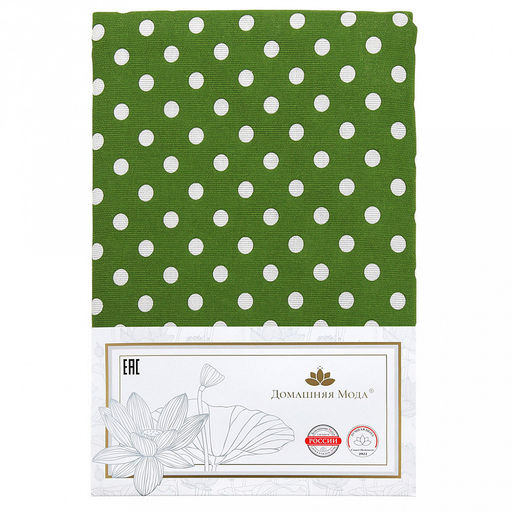 Скатерть 180х145см "Горох зеленый", длина стола до 140см, на 6 персон, хлопок "Оптима" 171г/м2, упаковка классическая 28х41см, "Домашняя мода" (Россия)