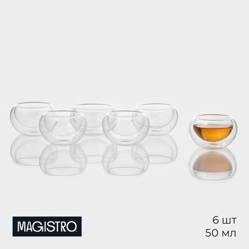 Пиалы с двойными стенками Magistro Сакура, набор 6 шт.: 50 мл, стекло  фото 10