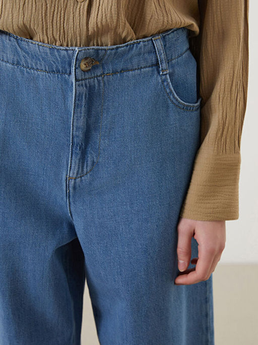 Beli Lastikli Wideleg Kad?n Jean Pantolon