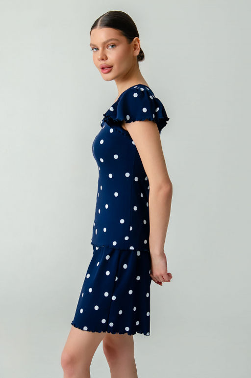 Арт.9176/1 Пижама с шортами 42-48 (4 шт) Цвет:синий, белый