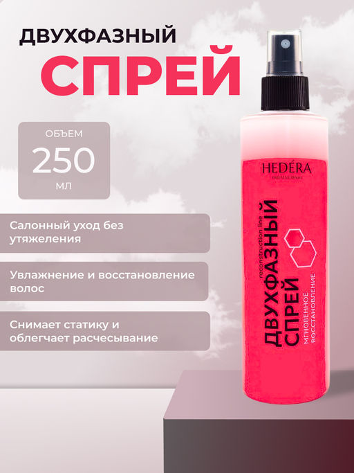 Hedera Professional Двухфазный несмываемый спрей для волос Мгновенное восстановление, 250 мл
