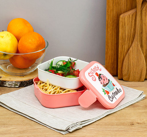 Контейнер для обеда (с вкладышем) 0,4+0,4л в ассорт. арт. М1232